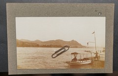 Photo Portrait Boat Ship Driver Asia? Poland? Flag Flag Ferry Mountain Pier