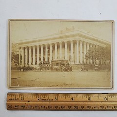 Vintage 1800s Bourse de Paris Horse Carriages Street Scene Antique Photo France