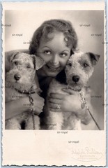 Leipzig 1960s – Woman with Fox Terrier Dogs in Portrait – RPPC – Photo Postcard 9x14cm