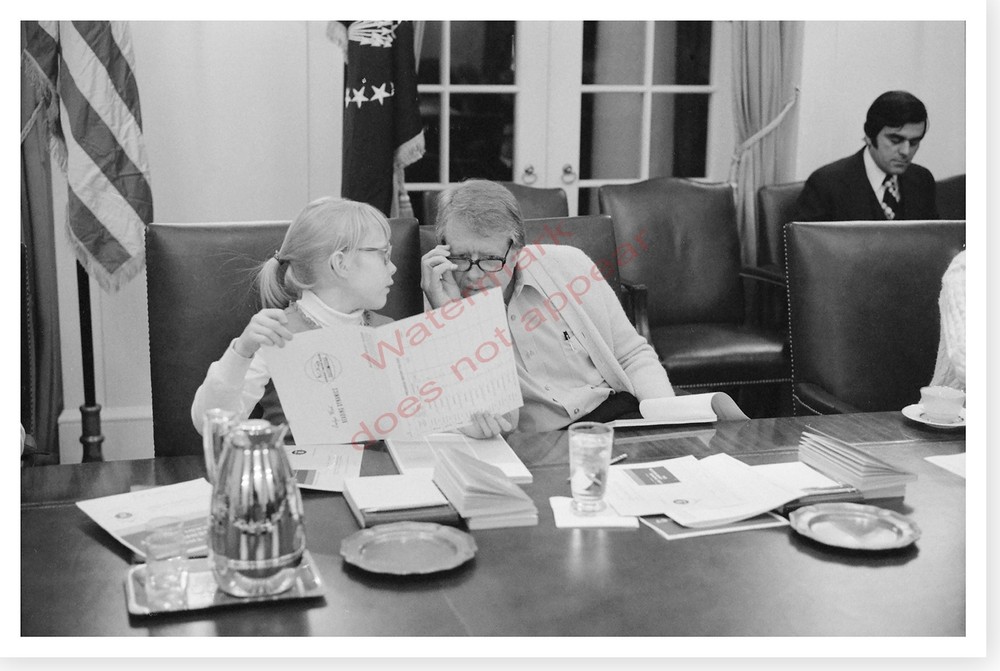 President Jimmy Carter With Amy Speed Reading White House Silver Halide Photo