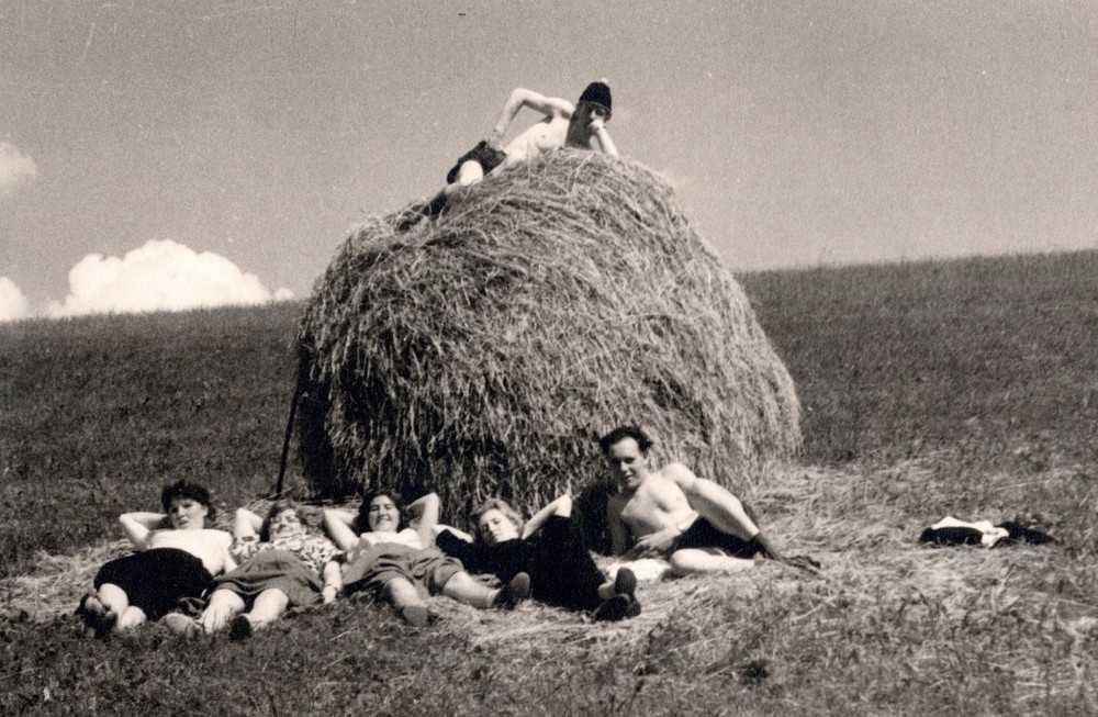 Photography Hay Harvest Leisure Photo Young People Baling Hay (K1060)