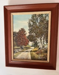 Charles Sawyer Antique Hand Colored Photograph “A New England Road” Signed