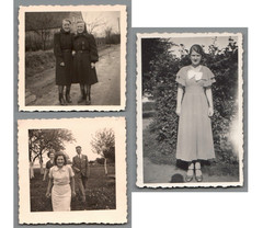 3 Vintage Photos Pretty Women Girls Clothes Everyday 1940s (F1153)