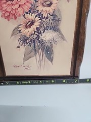 Vtg 1970s Floral Framed Wood Art Robert Laessig AVA Set 9″x18.»