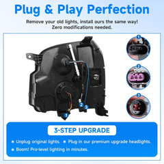 500% Brighter LED DRL Projector Headlight Assembly Compatible with 2007 2008 200