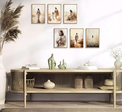 6Pcs Jesus Christian Canvas Wall Art Jesus Embraces the Lamb Jesus Walking On…