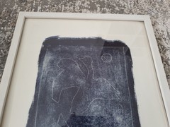 Abstract Art, Swan Dove? Signed AW 03/98, frame white matt 32.3×42.3 cm