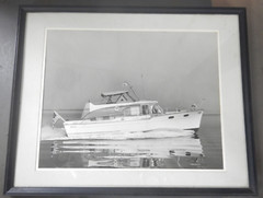 LARGE Vtg 1950s 60s Power Yacht Photograph Richardson Boat Cheaspeake Bay