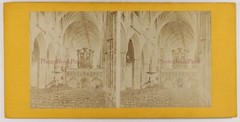 UK Cathedral Of Exeter Indoor Organ Photo Stereo Album Vintage C1870
