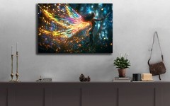 Fairy Art, Vibrant Fantasy Artwork Translucent Wings, Neon Fairy, Magical Glow