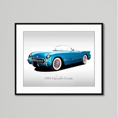 Classic Cars – 1954 Chevrolet Corvette – Pennant Blue – Print
