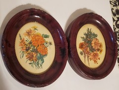 Vintage Mid Century Floral Wall Decor Set Dark Academia Moody Botanical