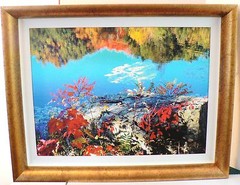 «AUTUMN WATER REFLECTION», GICLEE ON CANVAS,SIGNED AND FRAMED
