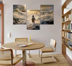 3Pcs Jesus Walking On Water Canvas Wall Art Christian Bible Stories Painting …