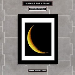 Wall Decor, 8×10 inch 12 Percent Full Moon (Yellow Waning Crescent) Print MB0002