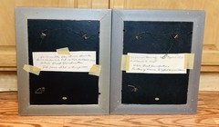 Lot 2 Vintage Gold Framed Black White Portrait Photographs Hand Painted Flowers