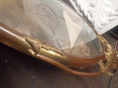 Antique Portrait Convex Bubble Glass Oval Frame Ornate Metal Early 1900s