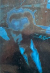 KNIGHT AUSTRALIAN LARGE PHOTOGRAPH MODERN «STREET SCENE BLUE» 1990