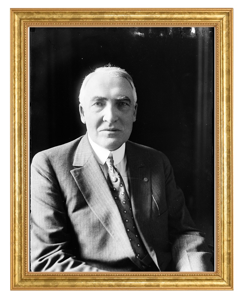 Warren Harding Photograph in a Aged Gold Frame