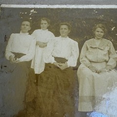 Antique Albumen Print Snapshot Cabinet Card Four Ladies of various ages