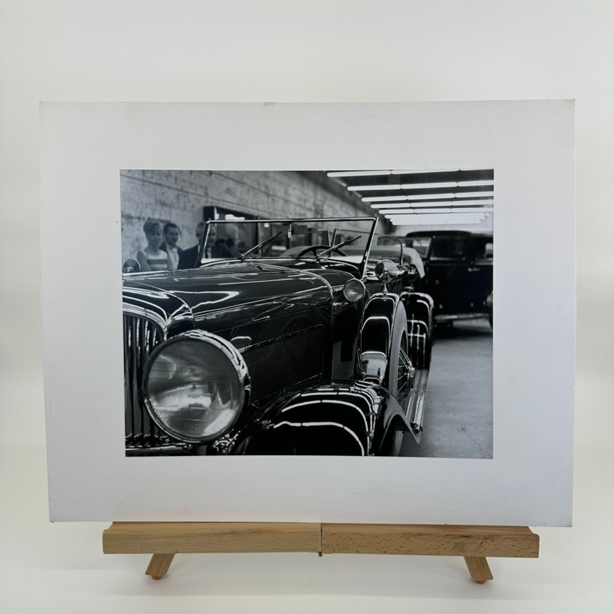 Vintage Black and White Photograph Classic Antique Automobile Close Up