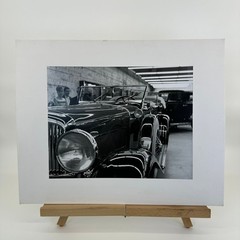 Vintage Black and White Photograph Classic Antique Automobile Close Up