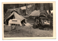 Altes Foto EMW Motorrad mit Beiwagen beim Zelten Camping Oldtimer