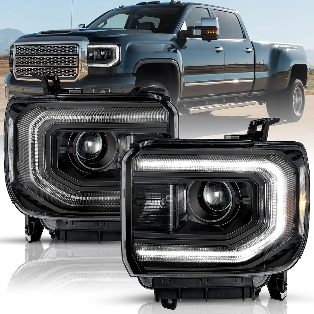 for 2016-2018 GMC Sierra 1500 [Hid/Xenon Model] Headlight Assembly with LED DRL