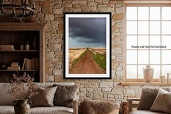Country Photography Print – Vertical Picture of Dirt Road and Storm in Texas