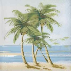 Tropical Palm Tree Beach Digital Art Wallpaper Background Download