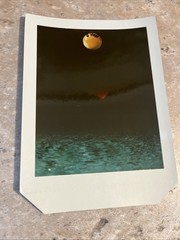 Minimalist Cosmic Art – «The Sun Above the Waves» Abstract Polaroid Dreamscape