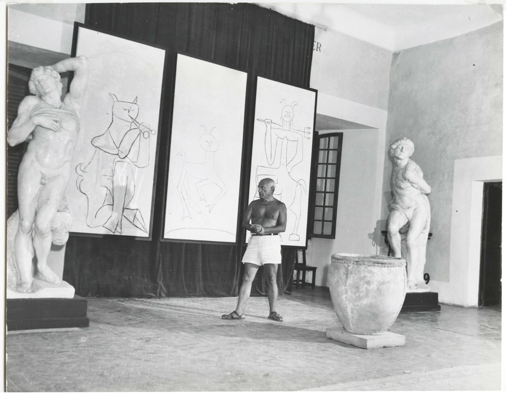 PABLO PICASSO, Studio, France, 1947 by Nick de Morgoli /PIX-K/ VINTAGE / STAMPED