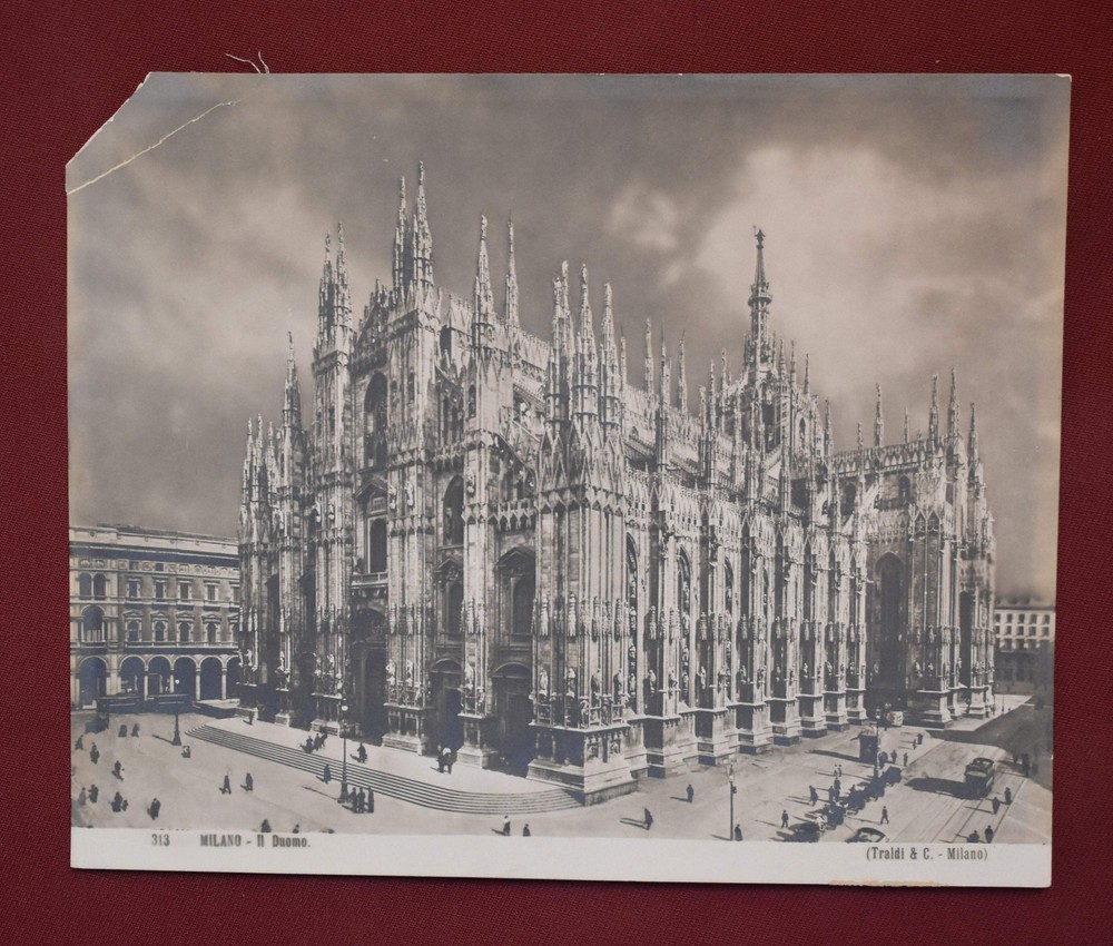 Vintage Black and White Photograph of an Italian Church ‘313 Milano – Il Duomo’