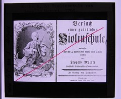 Mozart Leopold Violin School 1756 Old Glass Picture 8.5 x 10 cm