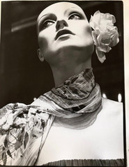 High Fashion Model with Scarf & Rose 15 1/2 x 12 Photograph-1981-Mark Bugzester