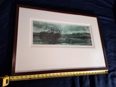 RARE DOUGLAS BUSCH MOUNTAINS TINTED FRAMED PHOTOGRAPH 1983 SIGNED