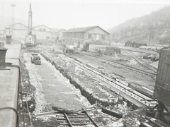 50s Working Gantry Crane & Railroad Cars Construction Crew Photographs Negatives