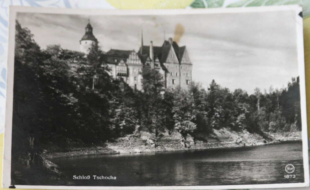 Photo postcard castle tzschocha Silesia Poland Marklissa reservoir Tschocha AE