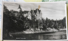 Photo postcard castle tzschocha Silesia Poland Marklissa reservoir Tschocha AE