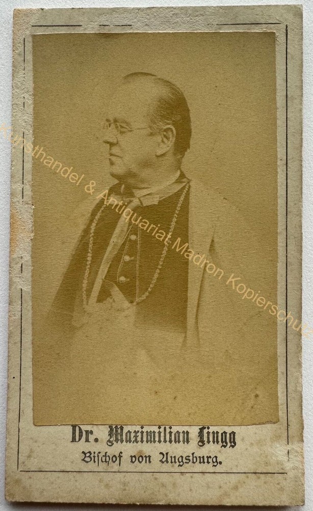 orig. CDV photo Dr. Maximilian von Lingg, bishop of Augsburg around 1880 priest