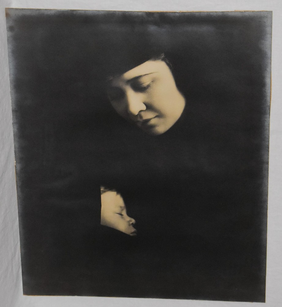 Vintage Silver Gelatin Black & White Photo Print Mother Holding Infant Child