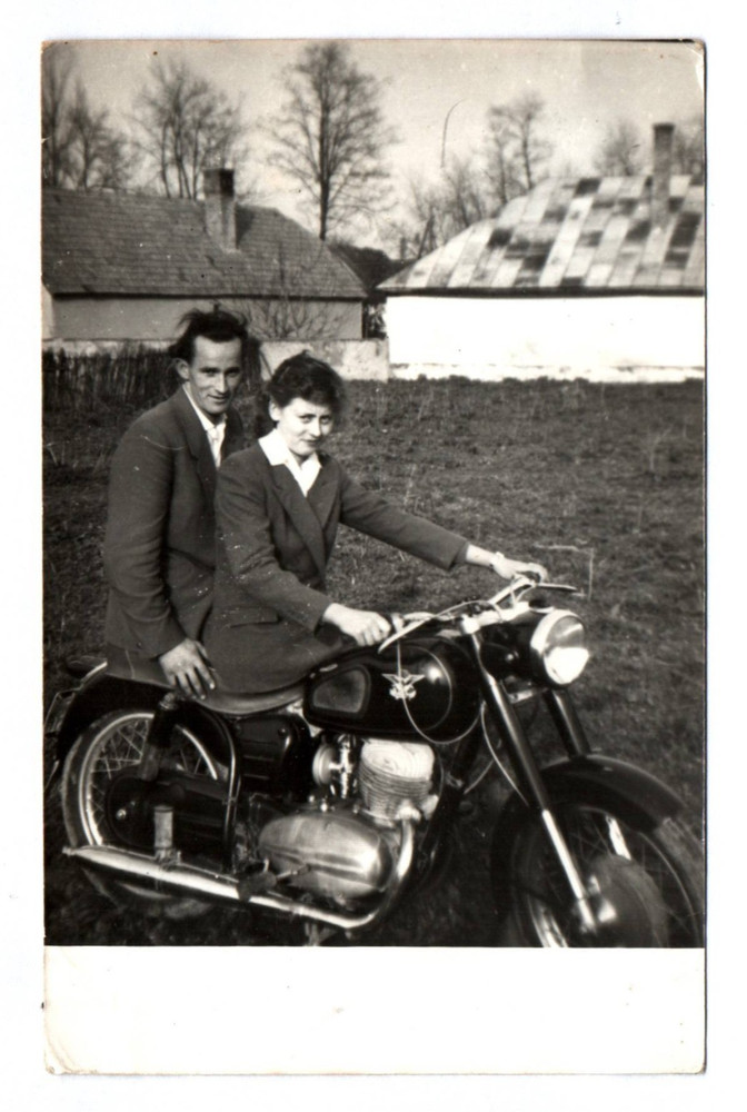 Photo Hiker Motorcycle Vintage Couple Man Woman Motorcycle Vintage