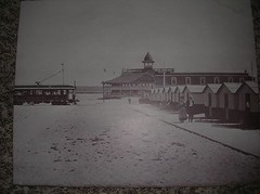 BALBOA BEACH CALIFORNIA Front Pier Picture Photo Antique Vintage old Troly Car