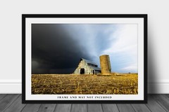 Barn Photography Print: Kansas Grain Silo Field Storm Farm Country Rural Photo