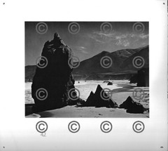 BOOK PLATE B&W Photo MORLEY BAER Winter Storm Garrapata / Garrapata Rock 9X9.5″