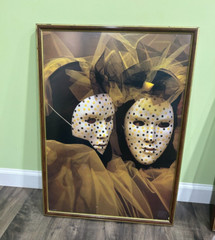 Italian Fulvio Roiter Framed Art Venezia Maschere Carnevale + 1 More, 18″ x 25″