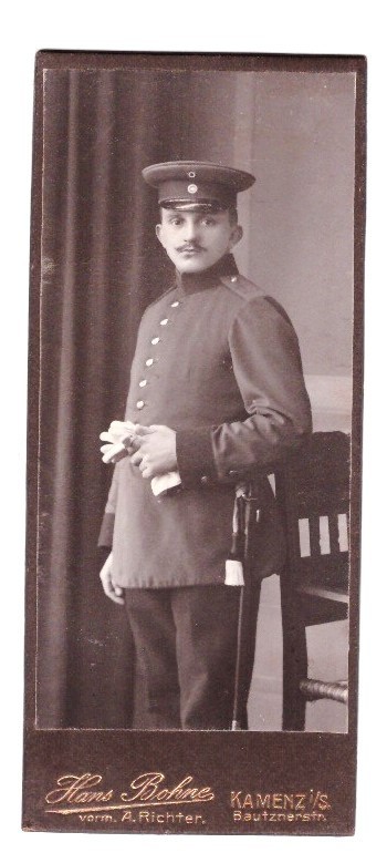 CDV photo around 1900, soldier, Kamenz in Saxony
