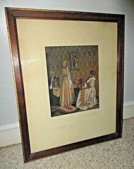 Large Charles Higgins Hand Colored Photo «The Most Becoming» Interior Scene