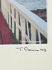 NANTUCKET Brant Point Lighthouse Photograph Signed Gomes & Framed – 14 x 17″