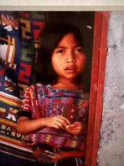 Framed/matted Photograph indigenous girl, Guatemala signed by Emerson 1987